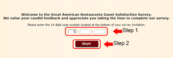 great american restaurants survey code