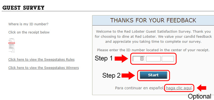 red lobster survey code