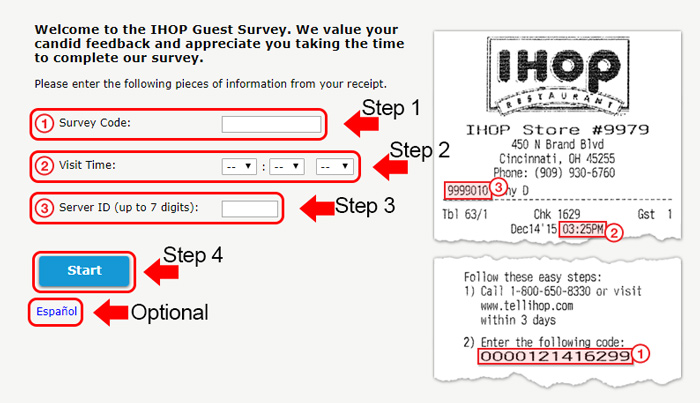 ihop survey code validation