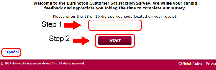 burlington survey page