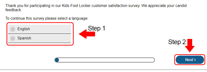 kids foot locker survey language
