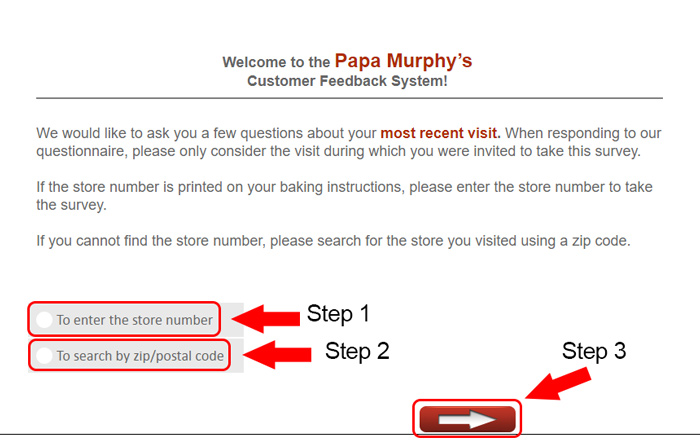 papa murphys survey homepage