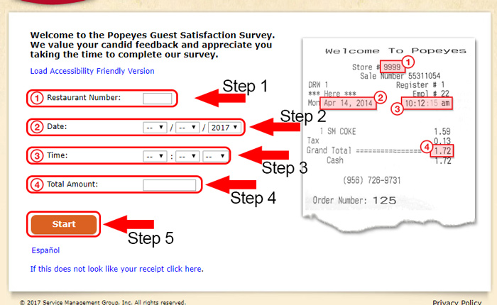 step 2 popeyes survey