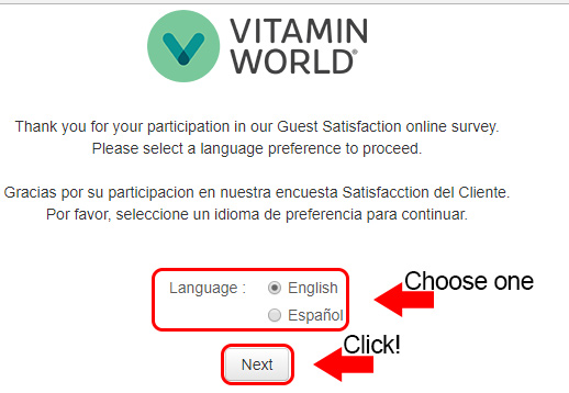 vitamin world survey landing page
