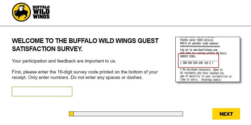 buffalo wild wings survey screenshot