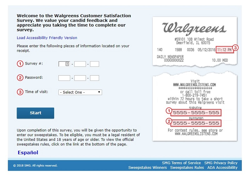 walgreens survey screenshot